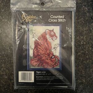 Vintage Golden Bee Tiger Cross Stitch Kit